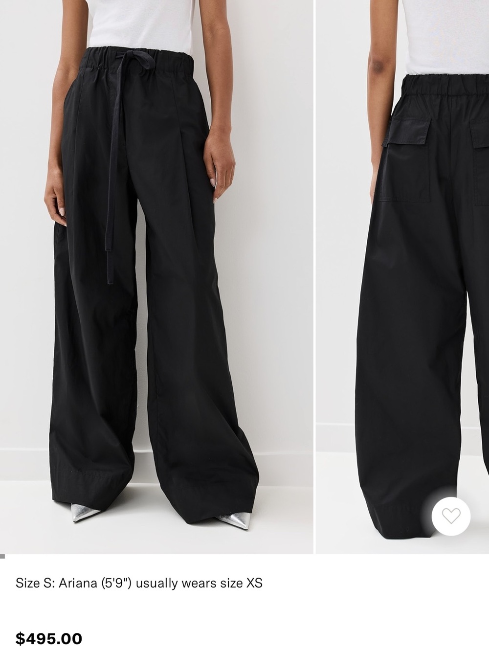 A.L.C. Jones Pants Black Elastic-Waist Wide-Leg Pants